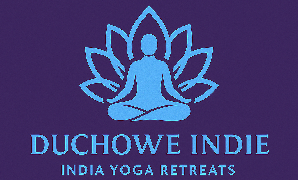 Logo Duchowe Indie - osoba w pozycji jogi na tle kwiatu lotosu.